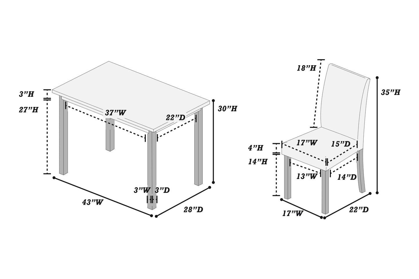 5 Piece Dining Set