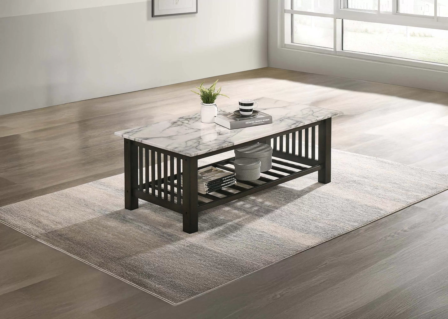 Stylish Versatility – Faux Marble 2-Tier Table