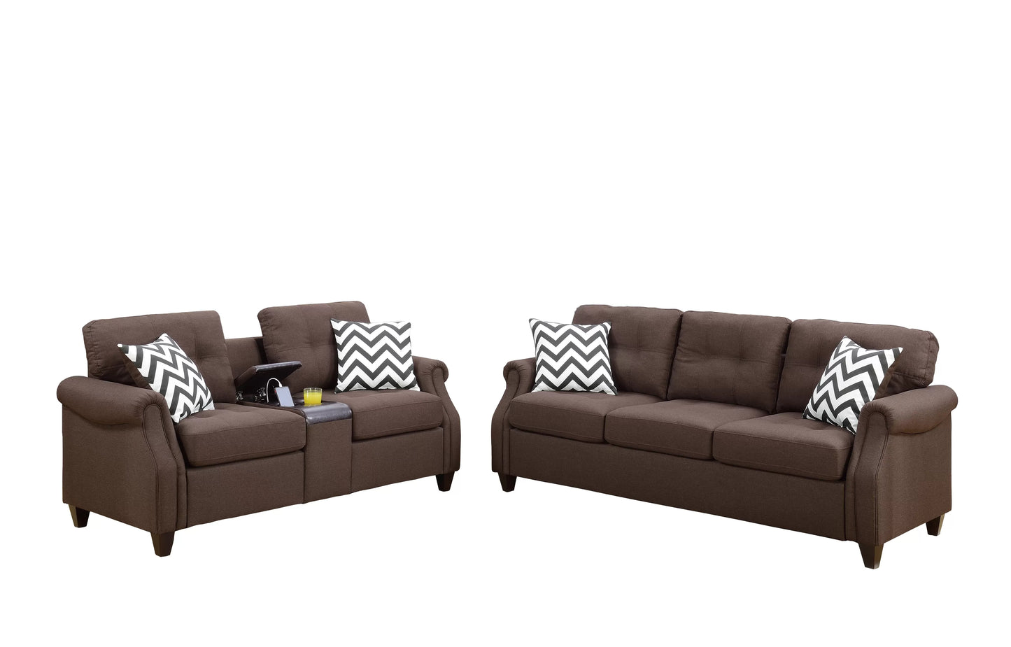 2-Piece Sofa & Loveseat Set with USB Console