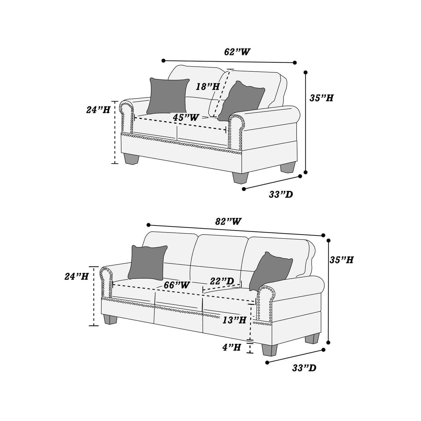 Elegant Comfort – 2-Piece Sofa Set