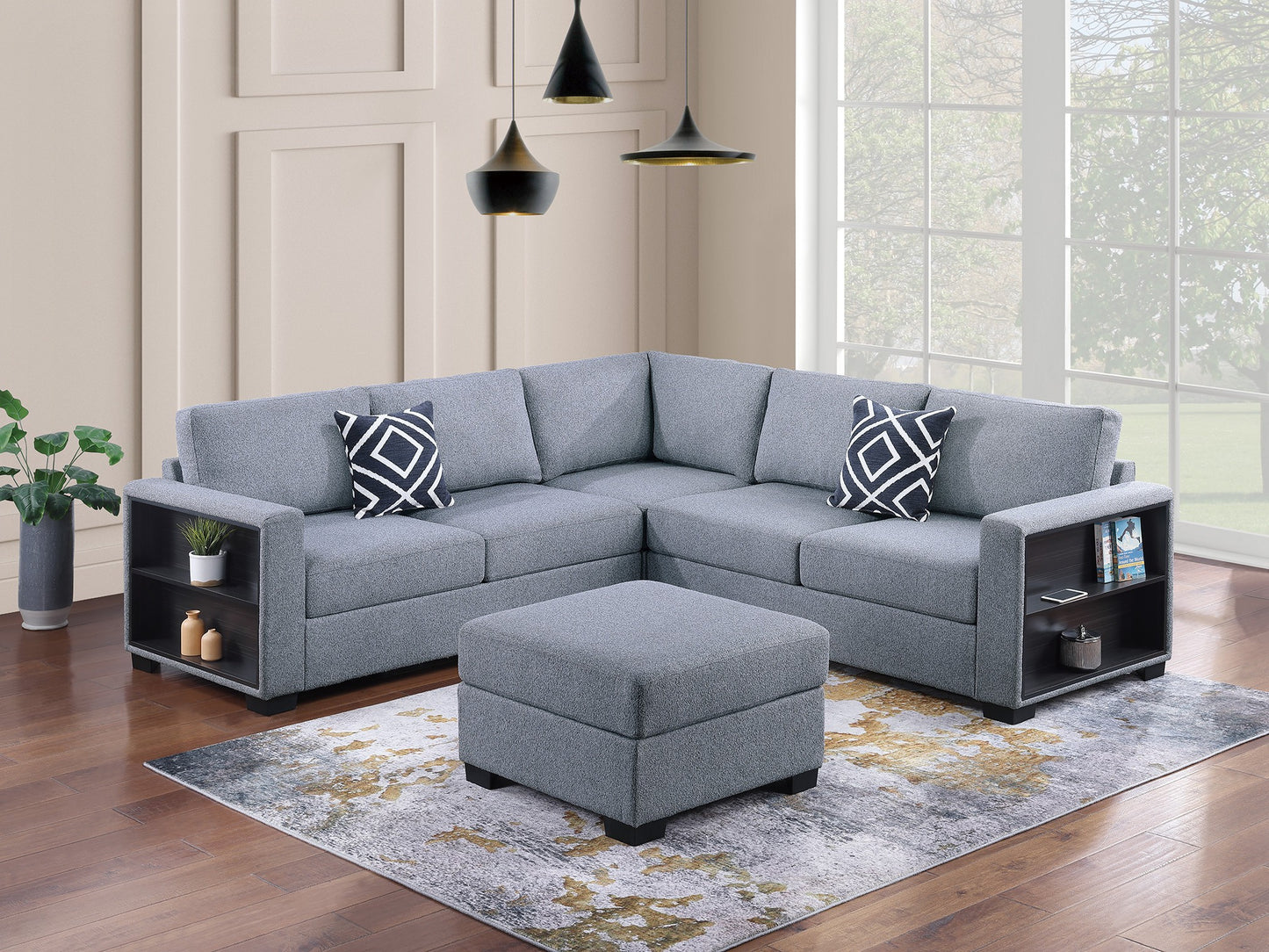 4-Piece Sectional Sofa W/ Ottoman