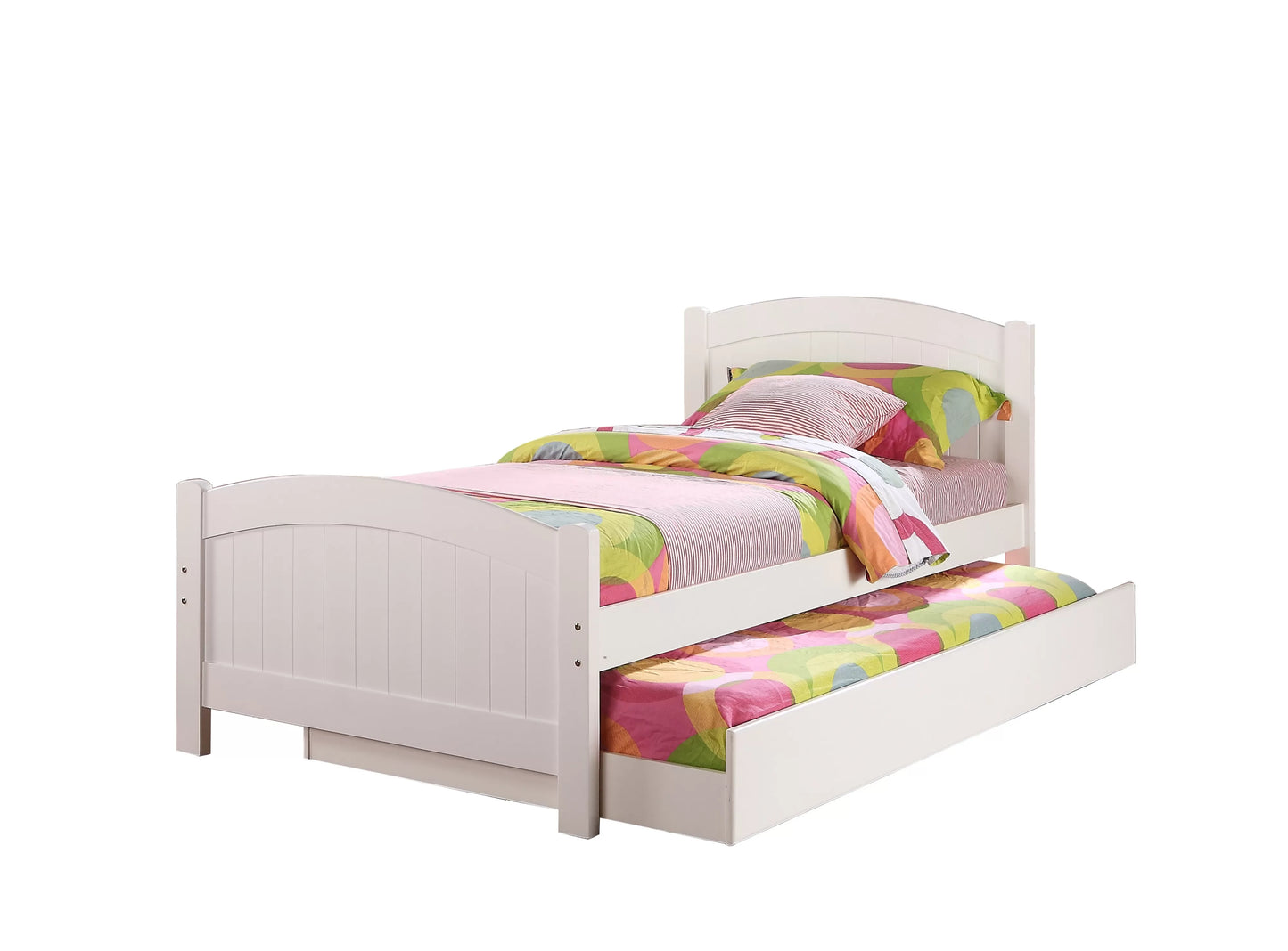 Twin Bed with Trundle - White