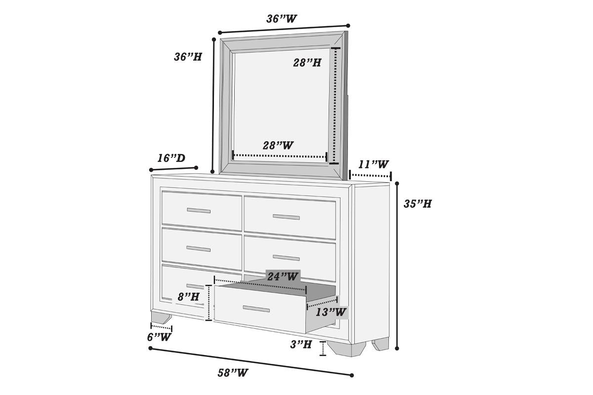 6 Drawer Dresser and Mirror