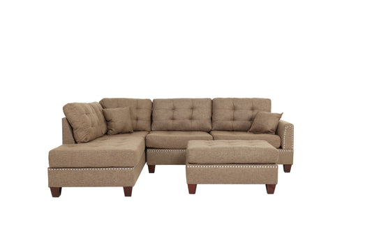 3pc Reversible Sectional Sofa Set W/ Ottoman