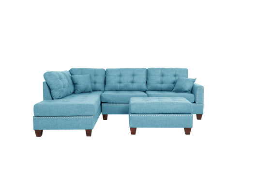 3pc Reversible Sectional Sofa Set W/ Ottoman