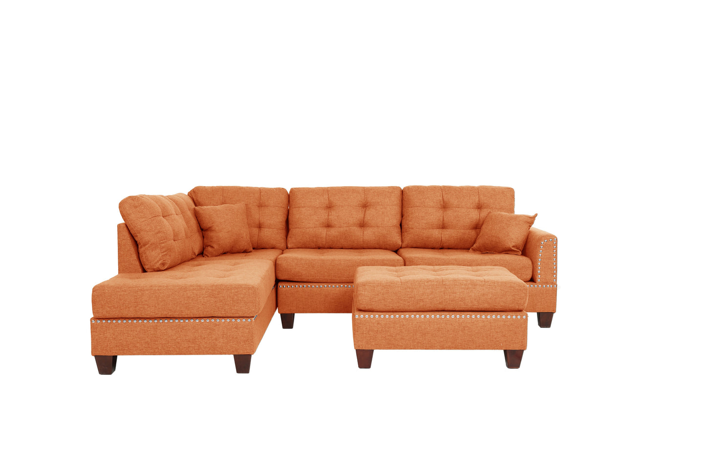 3pc Reversible Sectional Sofa Set W/ Ottoman
